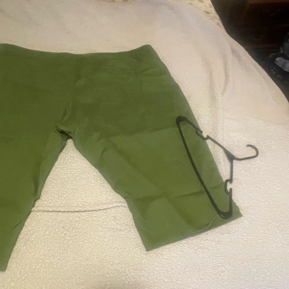 Woman Within Natural Fit Olive Green Capri Stretch Jeans